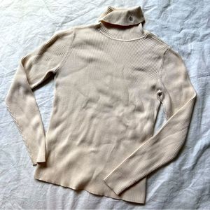 LRL Ralph Lauren Cream Turtleneck Sweater with Logo Stamp